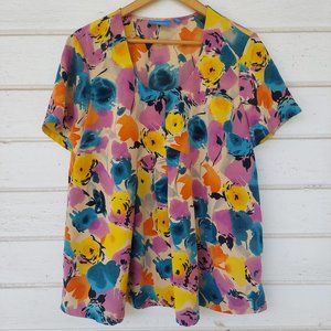 Multicolor Floral Pleated Top Vera Wang Size XL